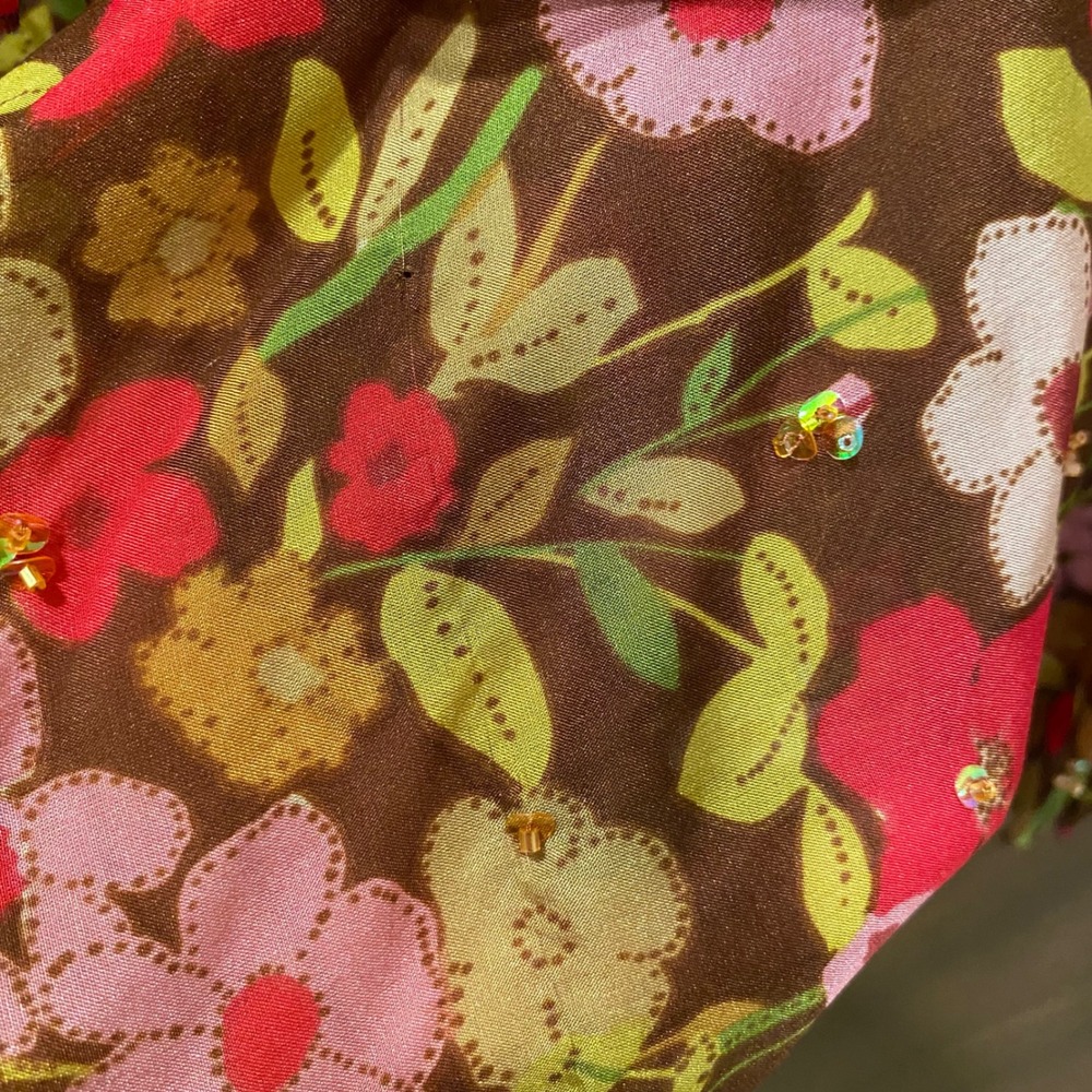 CONTEXT‎ 100% Silk Floral Skirt Size 2 Ruffle Beaded Romantic Flowy Y2K Feminine - Picture 15 of 17